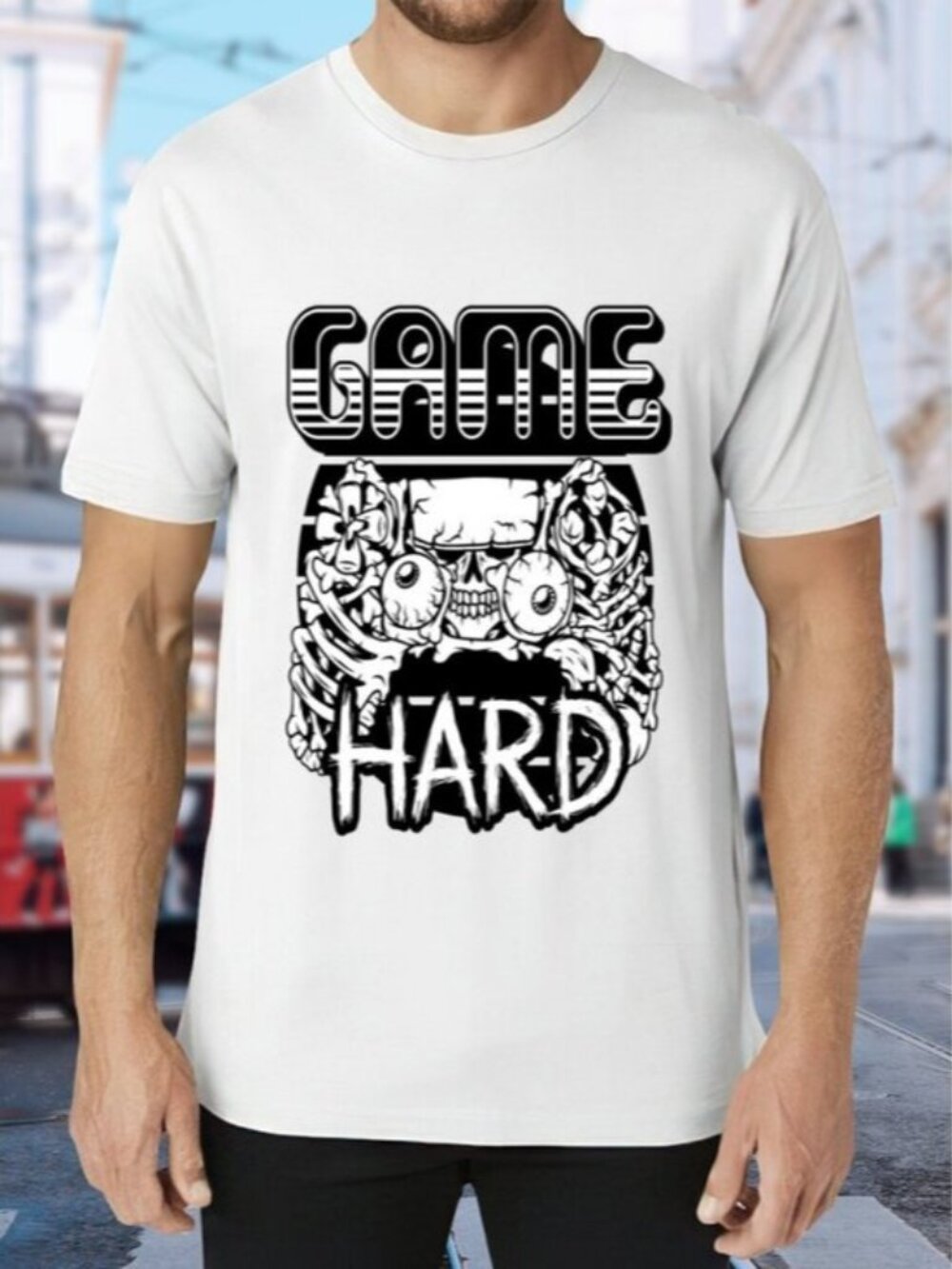 Game Hard Graphic Tee - Black on White